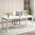 63 Inch Home Office Desk, Modern Desk for 2 Person Kids Student Gaming Computer Table, Long Computer Desk, Simple Office Desk for Work,Craft,Writing,Studying, Etc., White
