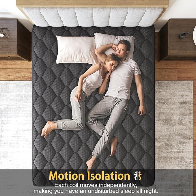 Twin Hybrid Mattress, 12 Inch Medium Mattress Euro Top for Back & Lumbar Support, Individual Pocket Spring Bed for Motion Isolation & Pressure Relief