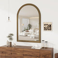 Axeman 32x48 Arched Wall Mirror, Decorative Bathroom Mirror, Traditional Vintage Wall Mounted Mirror with Beaded Frame for Accent Living Room Vanity Bedroom Entryway, Gold