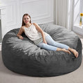 Hobestluk 6FT Bean Bag Chair Bean Bag Chairs for Adults Giant Bean Chairs with Velvet Cover, Memory Foam BeanBag Chair Fluffy BeanBag Chairs for Living Room, Bedroom- Grey (70" x 70" x 15")
