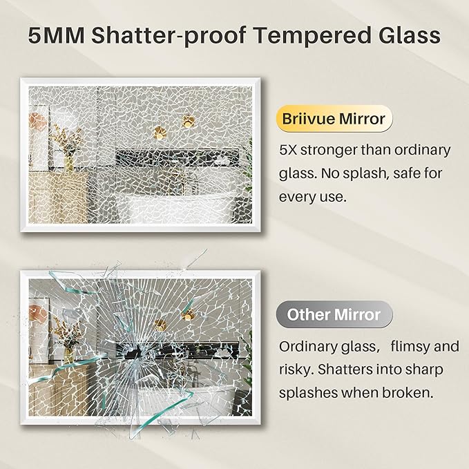 24x36 Inch White Bathroom Mirror for Wall, Thick Metal Framed Rectangle Mirrors for Over Sink, Bedroom, Living Room, Entryway, Anti-Rust, HD Tempered Glass