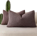 Foindtower Pack of 2 Textured Boucle Throw Pillow Covers Accent Solid Decorative Lumbar Pillow Cases Cozy Soft Couch Cushion Case for Chair Sofa Bedroom Living Room Home Decor 12x20 Inch Dark Purple