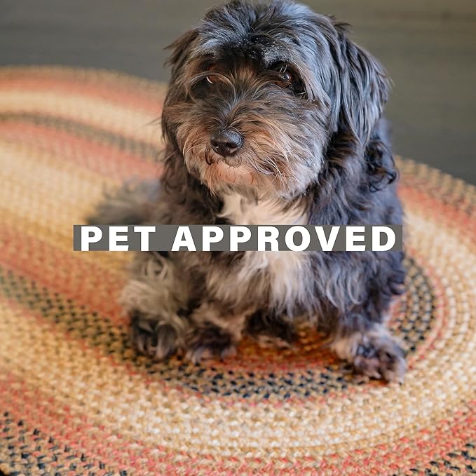 Russet Multi Color Oval Braided Rug, 6x9' - Handmade with Jute, Warm Country Decor, Perfect for Living Rooms and Dining Rooms - Pet Friendly and Easy to Clean