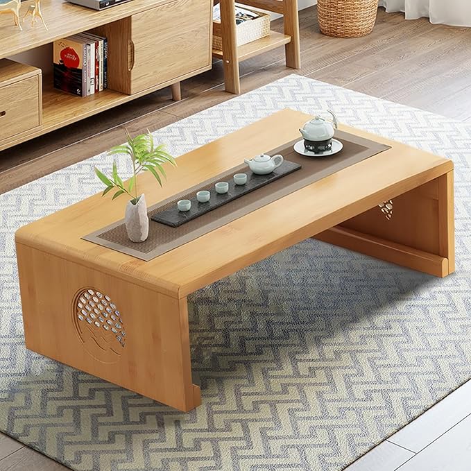 Folding Coffee Table Foldable Japanese Floor Table Low Table for Living Room,Dining Room,Tea,Tatami,Home Decoration (Log Color 47.24 * 19.68 * 12.2 INCH)