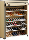 Calmootey 7 Tier Shoe Rack Organizer to Hold 35 Pairs, Portable Shoe Shelf with Nonwoven Fabric Cover for Closet Hallway, Bedroom, Entryway, Beige