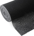 Shelf Liner, Non-Adhesive Roll Drawer Liners 12 Inches x 20 Feet for Drawers, Non Slip Grip Durable Strong Clean, for Cabinets, Kitchen, Storage, Desks, Kitchenware, Tableware, Black