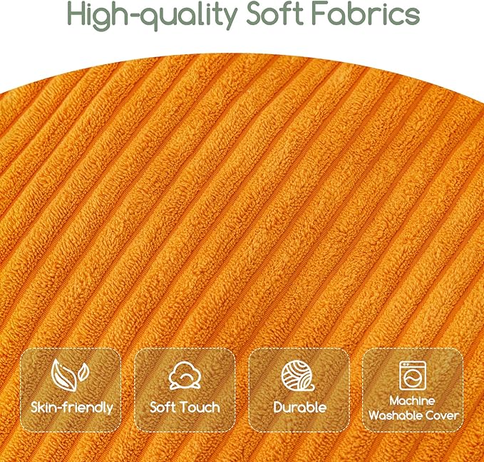 Giant Bean Bag Chair Bed for Adults,Convertible Beanbag Folds from Lazy Chair to Floor Mattress Bed,Large Floor Sofa Couch for Adult,Couples,Family,High-Density Foam Filling, Machine Washable, Orange