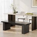 LITTLE TREE 47-Inch Wooden Entryway Bench, Farmhouse Dining Bench with Sturdy Frame for Dining Room, Bedroom, Living Room Hallway Kitchen, Easy Assembly (Black)