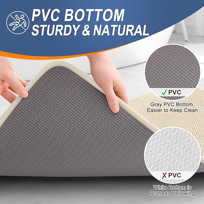 OLANLY Thick Memory Foam Bath Mat Rug 30x20, Extra Soft Absorbent Bathroom Rug, Quick Dry Bath Mats, Non-Slip, Machine Washable Carpet for Bathroom, Tub and Shower, Home Decor Accessories, Sand