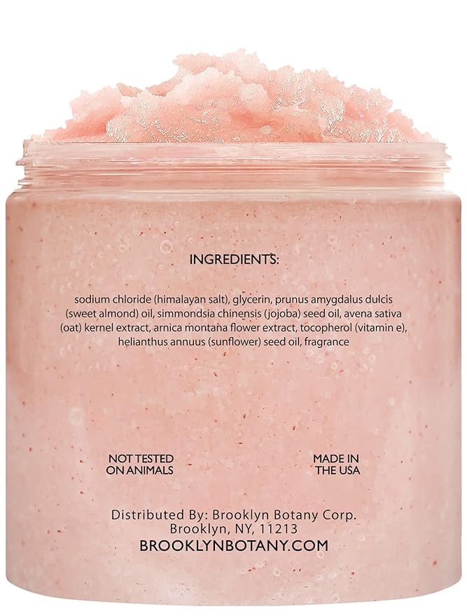 Brooklyn Botany Himalayan Salt Body Scrub - Moisturizing and Exfoliating Body, Face, Hand, Foot Scrub - Fights Stretch Marks, Fine Lines, Wrinkles - Great Gifts for Women & Men - 10 oz