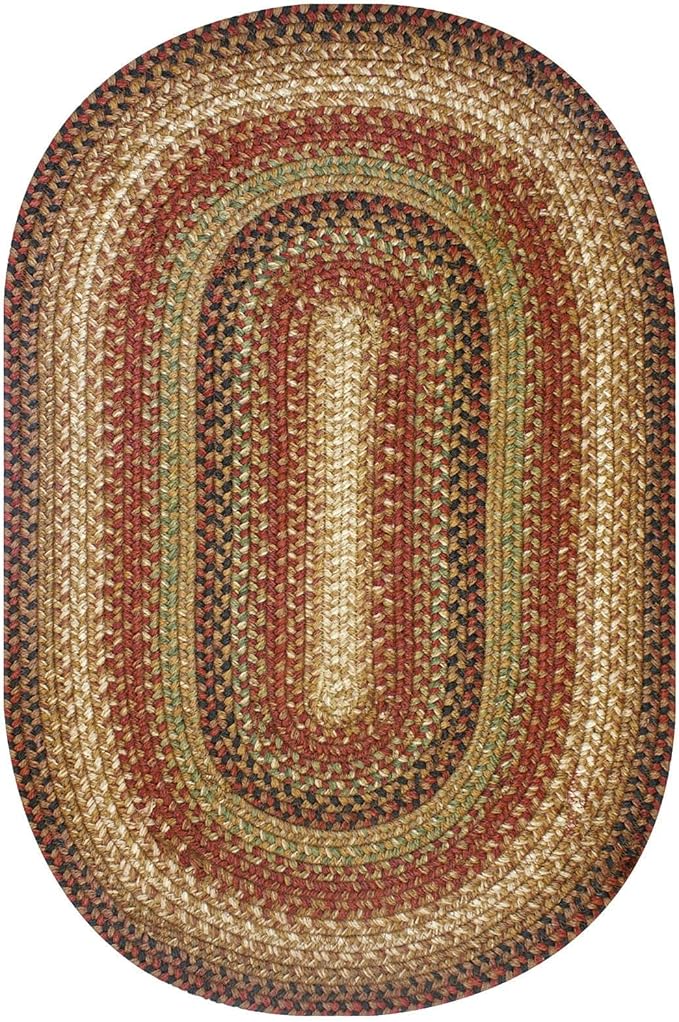 Homespice Gingerbread Jute Brown 6x9' Oval Braided Rugs for Living Room, Bedroom Rug and Dining Room. Pet Friendly. Decor Styles- Farmhouse Rug, Rustic, Vintage, Cottage, Primitive, Country, Boho Rug