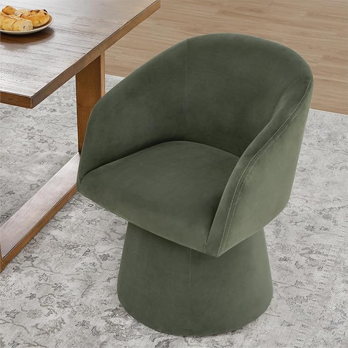 Swivel Dining Chairs Modern Accent Armchair Side Deskchair for Diningroom Vanity Bedroom Livingroom Reading Room,Green,1 Box