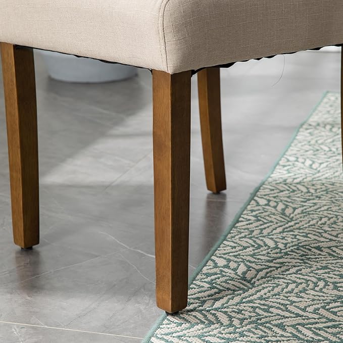 Stylish Upholstered Parsons Dining Chair with Nailhead Trim and Sturdy Solid Wood Legs
