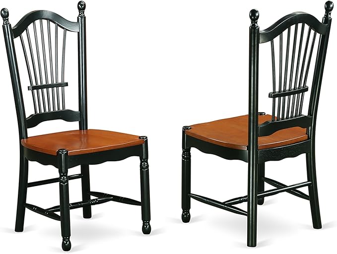 East West Furniture MZDO5-BCH-W 5 Piece Kitchen Table & Chairs Set Includes a Rectangle Dining Room Table with Dropleaf and 4 Dining Chairs, 36x54 Inch, Black & Cherry