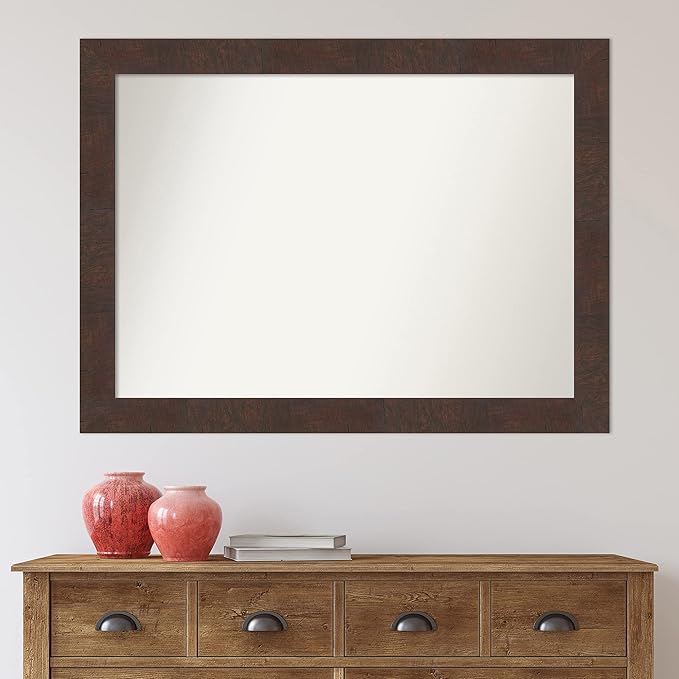 Amanti Art White Bathroom Mirror for Over Sink, 31x42 Wedge White Rectangle Vanity Mirror, X-Large Modern Frame, Hangs Horizonally and Vertically, Bathroom Wall Decor, Non-Beveled Edge from WI, USA
