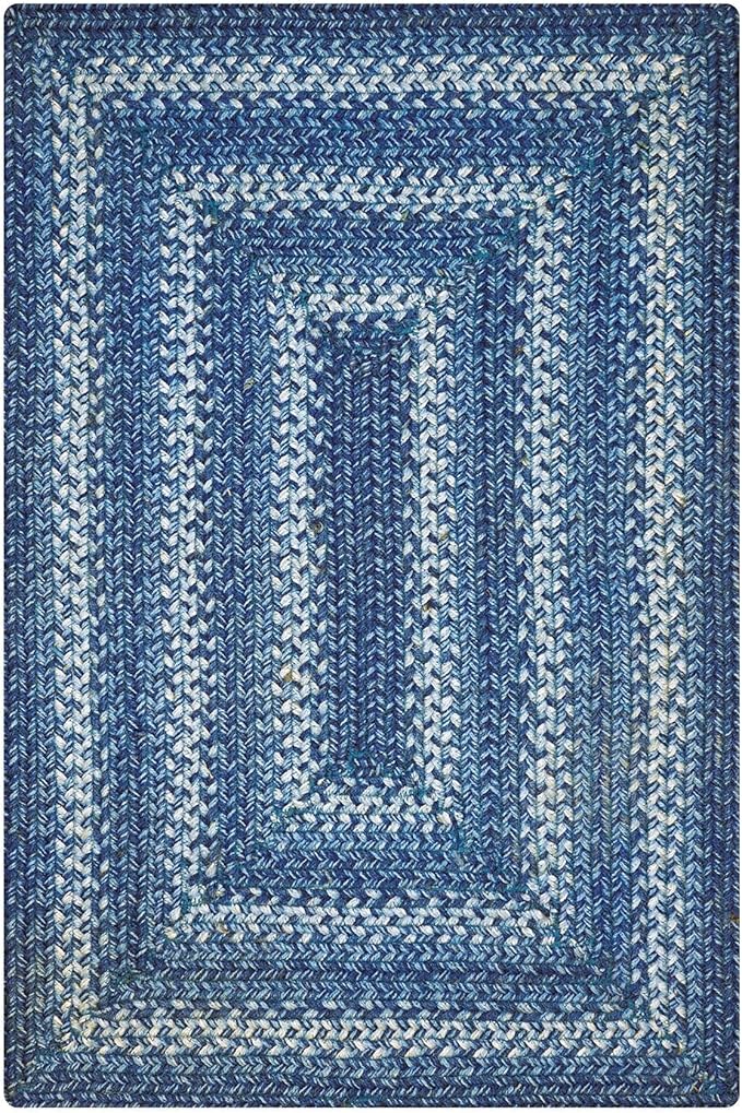 Homespice Denim Jute Blue 8x10' Braided Area Rug for Living Room, Bedroom and Dining Room. Pet Friendly. Decor Styles- Farmhouse Rug, Rustic, Vintage, Cottage, Primitive, Country, Boho Rug