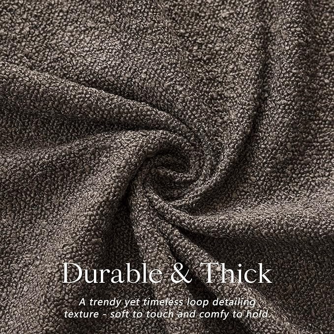 Foindtower Set of 2, Decorative Textured Boucle Throw Pillow Covers Accent Solid Pillow Cases Neutral Soft Cozy Couch Cushion Case for Chair Sofa Bedroom Living Room Home Decor 16 x 16 Inch Dark Brown