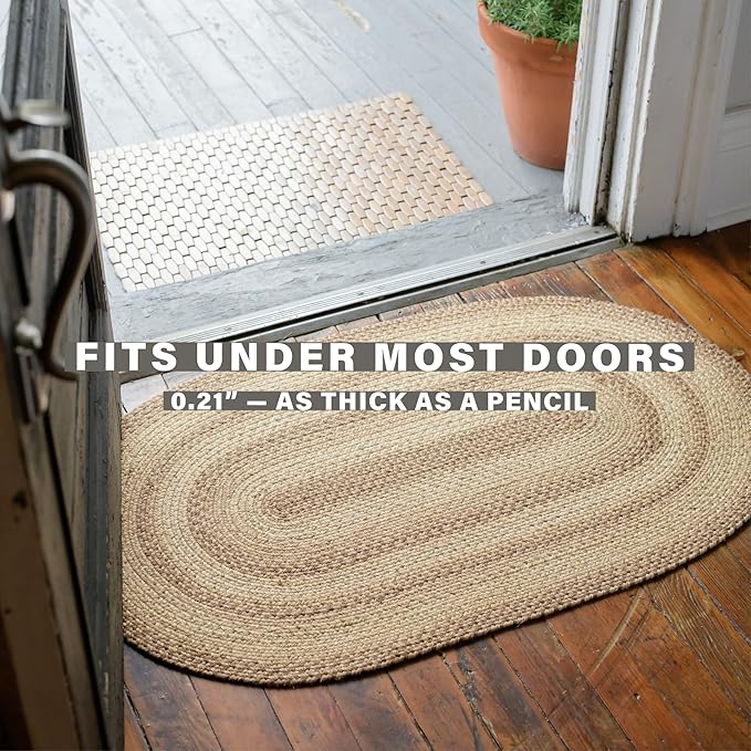 Cookie Dough Oval Braided Rugs 20x30 - Brown Entryway Rug of Jute for Rustic Farmhouse Decor