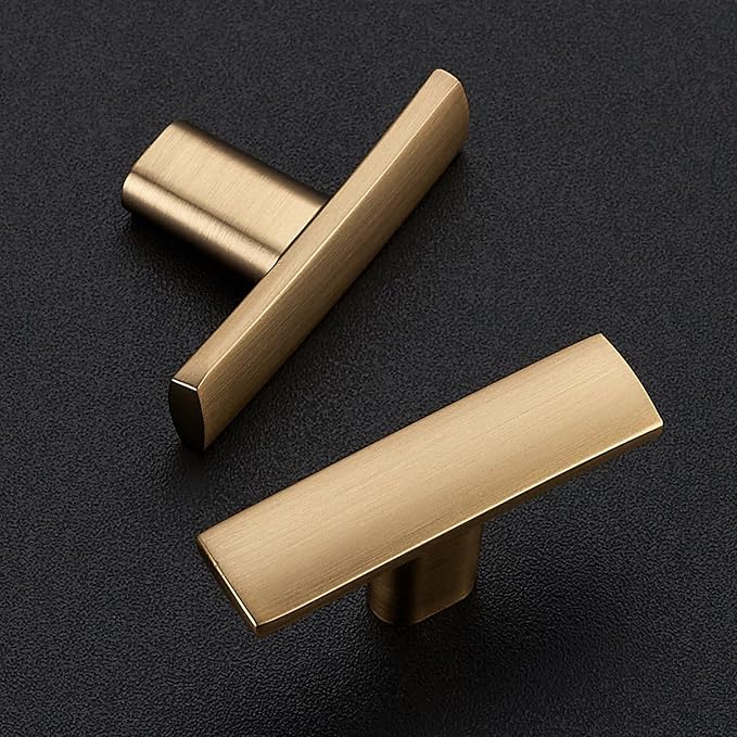 5 Pack Cabinet Handles Single Hole - Curved Cabinet Knobs Champagne Bronze Drawer Pulls for Kitchen Cupboard Solid Pulls for Dresser Drawer Arch Closet Hardware