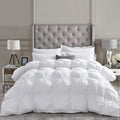 Luxurious All-Season Goose Down Fiber Waterfowl Feather Fiber Comforter King Size Duvet Insert, Exquisite Pinch Pleat Design, Premium Baffle Box, 100% Cotton Cover, 65 oz. Fill Weight, White Color