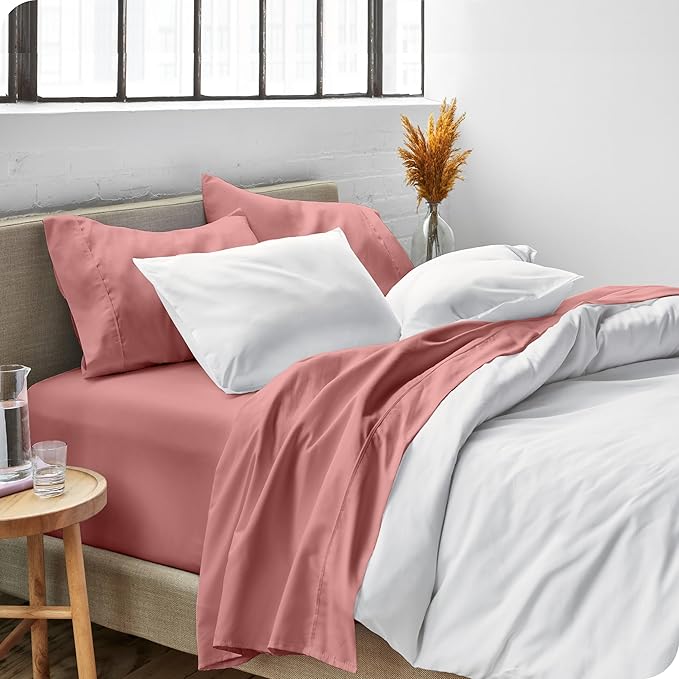 Bare Home Full Sheet Set - Luxury 1800 Ultra-Soft Microfiber Full Bed Sheets - Double Brushed - Deep Pockets - Easy Fit - 4 Piece Set - Bedding Sheets & Pillowcases (Full, Dusty Rose)