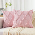 decorUhome Throw Pillow Covers 26x26 Inch Set of 2, Soft Plush Faux Fur Wool Light Pink Couch Pillow Covers, Decorative Neutral Pillow Cases for Bed Sofa Living Room Home Decor