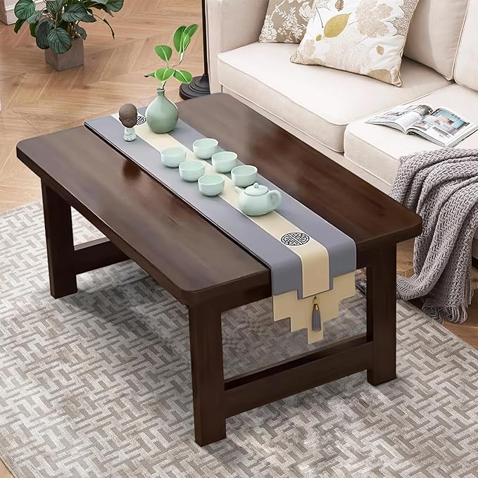 Japanese Floor Sitting Table, Folding Wood Tea Table Chabudai Japanese Coffee Table Low Table for Living Room Home Tatami Office (A 31.5 * 15.7 * 11.8 INCH)