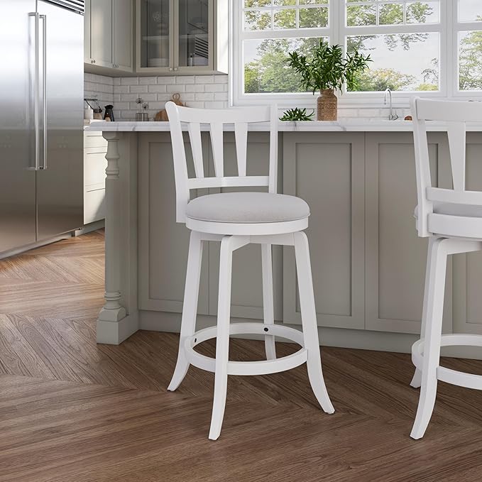 HILLSDALE Presque ISLE Wood Counter Height Swivel Stool White