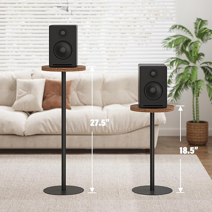 TUTOTAK Tall Round Side Table, Small End Table, Beside Table, Drink Table, Pedestal Side Table, livingroom, Brown TB01BB065