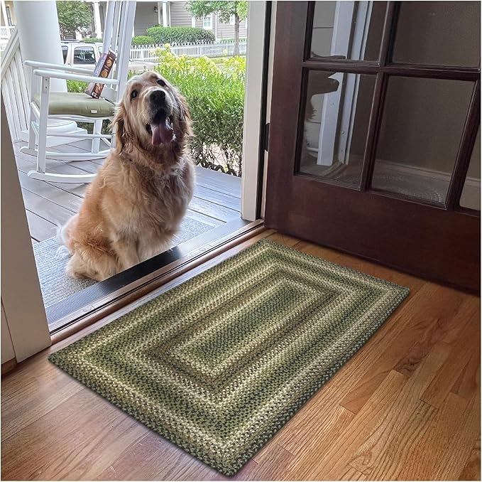 Homespice Pinecone Small Braided Rugs 27x45 - Rustic Jute Kitchen Rug for Country Decor