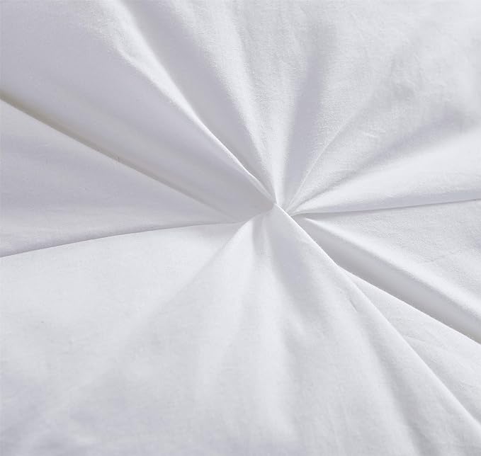Luxurious All-Season Goose Down Fiber Waterfowl Feather Fiber Comforter King Size Duvet Insert, Exquisite Pinch Pleat Design, Premium Baffle Box, 100% Cotton Cover, 65 oz. Fill Weight, White Color