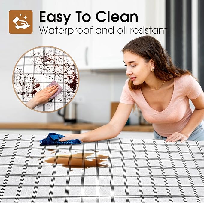 Beautysaid Shelf and Drawer Liner for Kitchen Cabinet, Non Adhesive Non Slip Shelf Paper Waterproof Washable Thickened for Dresser Pantry Shelve Bathroom Protector Liner(Plaid,23.6 in x 20 FT)
