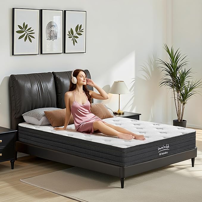 Twin Size Mattress, 10 Inch 5-Zone Pocket Spring Hybrid Mattress with Gel Memory Foam for Pressure Relief & Peaceful Sleep, Medium Firm, Mattress in a Box