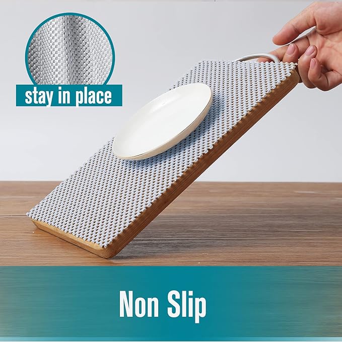 Rubberized Shelf Liner, Non-Adhesive Roll Drawer Liners 12 Inches x 20 Feet for Drawers, Non Slip Grip Durable Strong Clean, for Cabinets, Kitchen, Storage, Desks, Kitchenware, Tableware, Red