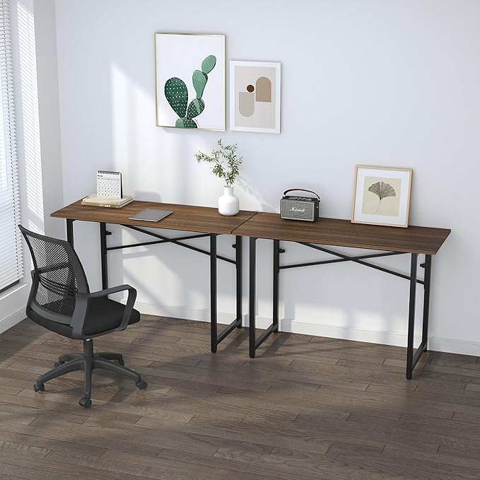 Folding Computer Desk 47 inch Writing Gaming Computer Camping Table, No Assembly Required Home Office Desk, Espresso