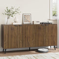 Smuxee 63" Fluted Sideboard Cabinet, Freestanding Walnut Buffet Cabinet with Adjustable Shelf, Wood Storage Cabinet for Living Room, Entryway, Hallway