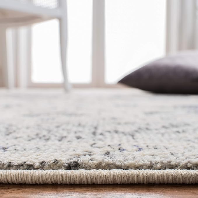 SAFAVIEH Monaco Collection Area Rug - 9' x 12', Ivory & Grey, Boho Chic Medallion Distressed Design, Non-Shedding & Easy Care, Ideal for High Traffic Areas in Living Room, Bedroom (MNC243B)
