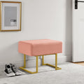Modern Style Bedroom Single Seat Bench, Cushioned Bed end Stool, Living Room Sofa Stool, Footstool with Golden Iron Legs, Suitable for Bedroom and Living Room (Pink, 21.65"x15.74"X16.53")