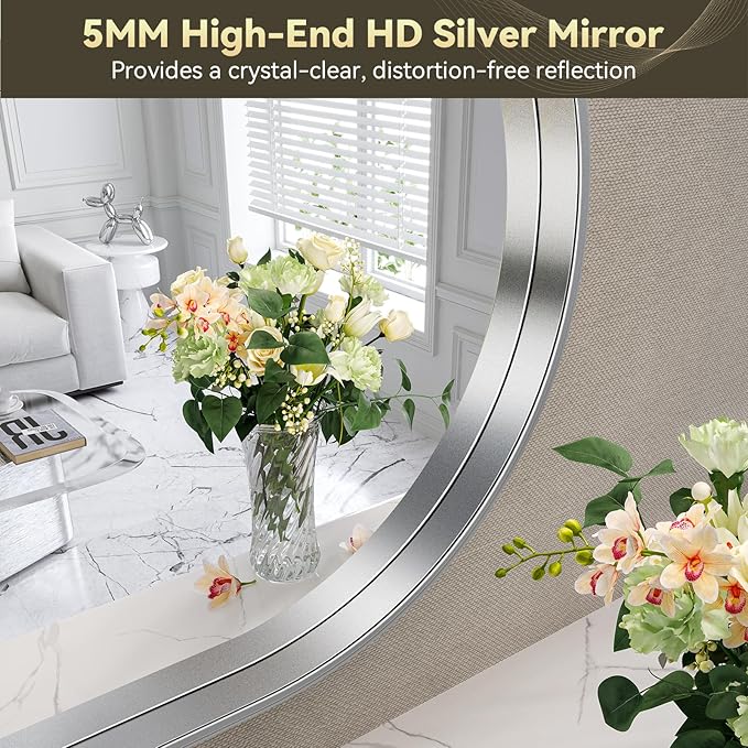 Brightify Arched Mirror, Arched Wall Mirror, 30 x 40 Inch Silver Arch Mirror, Metal Frame Silver Bathroom Mirror, Arched Top Bathroom Vanity Mirror for Living Room Bedroom Mantel Entryway Hallways