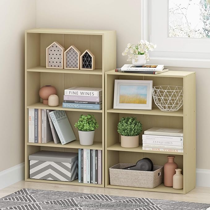 Furinno Pasir 3-Tier Open Shelf Bookcase, Steam Beech