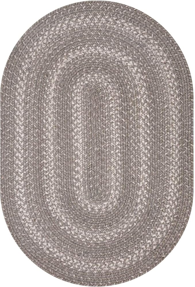 Grey Cloud Oval Braided Rug, 6x9' - Grey, Handmade with Jute - Warm Farmhouse Decor, Perfect for Living Rooms and Dining Rooms - Pet Friendly and Easy to Clean