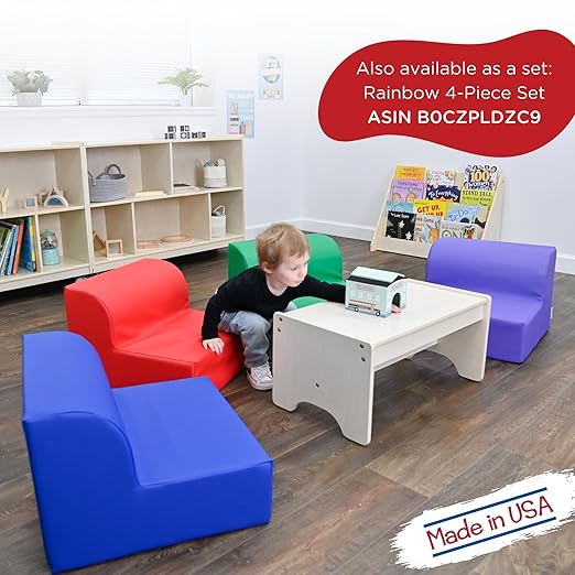 Children's Factory Library Lounger, Flexible Seating Classroom Furniture, Comfy Kids Chairs, Red, Single Lounger