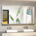TokeShimi 48 x 24 Inch Wall Mirror Silver Bathroom Vanity Mirror with Metal Frame Aluminum Alloy Rounded Corner for Modern Farmhouse Wall Decor 1”Deep Set Design (Horizontal/Vertical)
