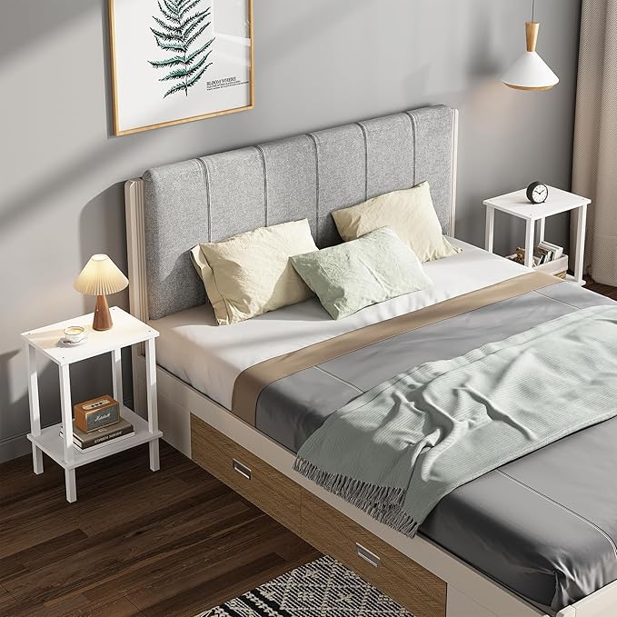 TUTOTAK End Table, Side Table, Nightstand, 2-Tier Storage Shelf, Sofa Side Table for Small Space, Living Room, Bed Room V1TB01BW034