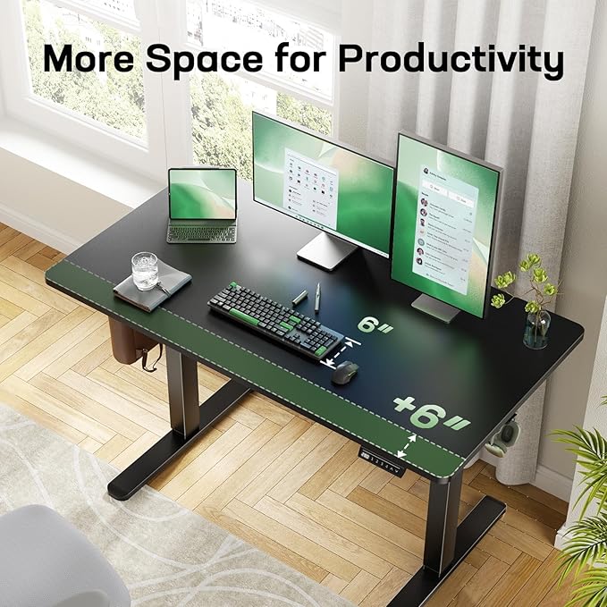 Marsail Electric Standing Desk with One-Piece Desktop,48 x 30 inch Height Adjustable Office Gaming Computer Desk with Deeper Tabletop,Home Office Stand up Desk with 4 Memory Presets, Desk for Bedroom