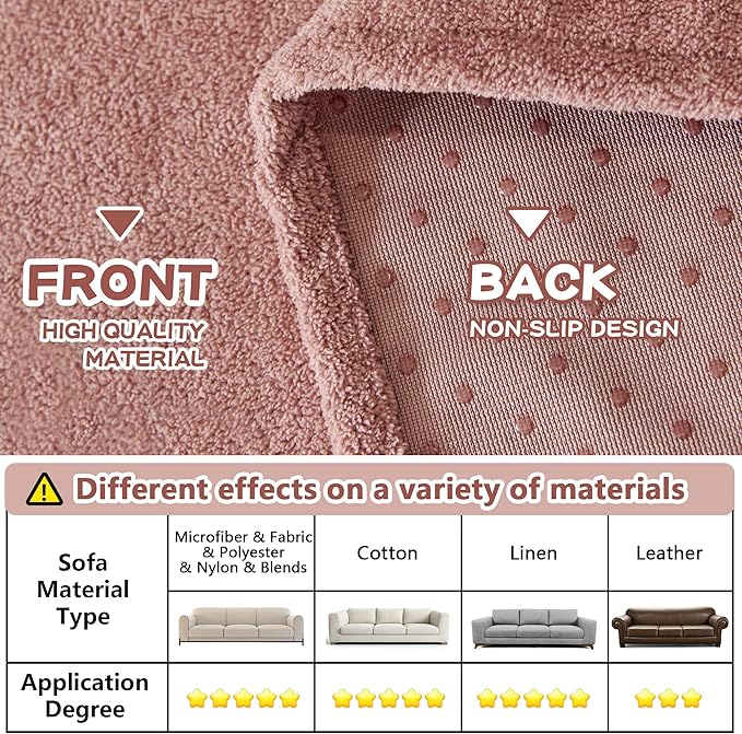 MYSKY HOME Pink Sofa Cover, Couch Covers for Pet, Couch Cover Reclining Couch Covers Armchair Covers for 1 Cushion Couch, Thick Durable Sofa Covers for Furniture Couch Cover, 71" x 91"