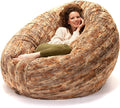 Jaxx 6 Foot Cocoon - 2-in-1 Convertible Bean Bag Bed & Large Bean Bag Chair for Adults, Premium Luxe Faux Fur - Red Fox
