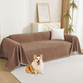 MYSKY HOME Loveseat Cover Camel Couch Cover Sectional Couch Covers for 2 Cushion Couch Sofa Thick Universal Chenille Sofa Cover with Tassel Durable Furniture Protector for Dogs 91" x 118"