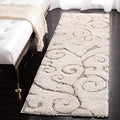 SAFAVIEH Florida Shag Collection Runner Rug - 2'3" x 21', Cream & Beige, Scroll Design, Non-Shedding & Easy Care, 1.2-inch Thick Ideal for High Traffic Areas in Living Room, Bedroom (SG455-1113)