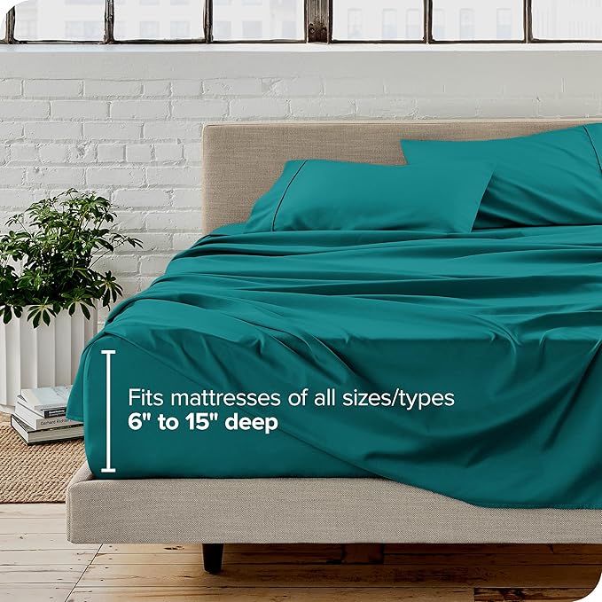 Bare Home King Sheet Set - Luxury 1800 Ultra-Soft Microfiber King Bed Sheets - Double Brushed - Deep Pockets - Easy Fit - 4 Piece Set - Bedding Sheets & Pillowcases (King, Emerald)
